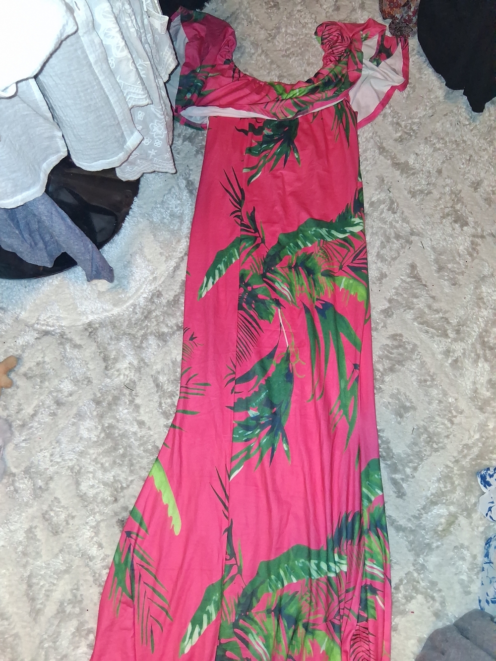 Women’s Pink Tropical Print Maxi Dress